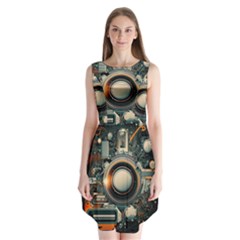 Illustrations Technology Robot Internet Processor Sleeveless Chiffon Dress  