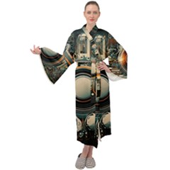 Illustrations Technology Robot Internet Processor Maxi Velvet Kimono by Ravend