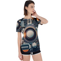 Illustrations Technology Robot Internet Processor Perpetual Short Sleeve T-shirt by Ravend