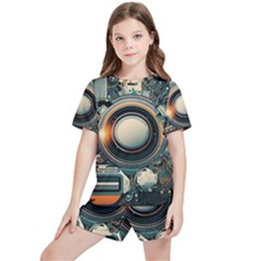 Illustrations Technology Robot Internet Processor Kids  Tee And Sports Shorts Set by Ravend