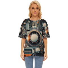 Illustrations Technology Robot Internet Processor Oversized Basic Tee by Ravend