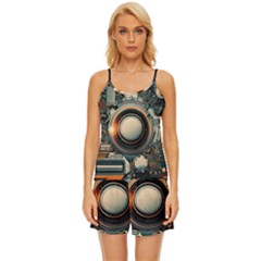 Illustrations Technology Robot Internet Processor Satin Pajama Short Set by Ravend