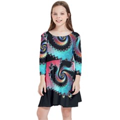 Fractals Abstract Art Digital Art Abstract Art Kids  Quarter Sleeve Skater Dress by Ravend