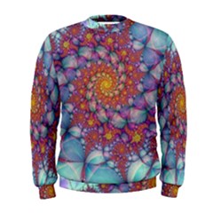 Fractals Abstract Art Cyan Spiral Vortex Pattern Men s Sweatshirt