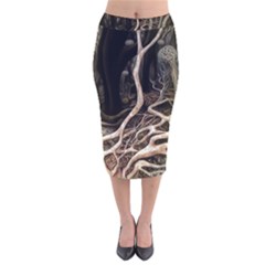 Tree Nature Landscape Forest Velvet Midi Pencil Skirt