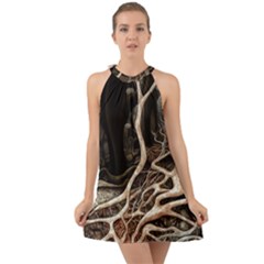 Tree Nature Landscape Forest Halter Tie Back Chiffon Dress