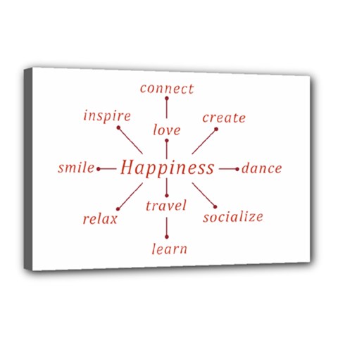 Happiness Typographic Style Concept Canvas 18  X 12  (stretched) by dflcprintsclothing