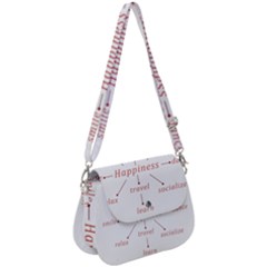 Happiness Typographic Style Concept Saddle Handbag by dflcprintsclothing