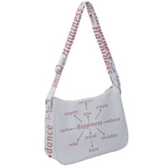 Happiness Typographic Style Concept Zip Up Shoulder Bag by dflcprintsclothing