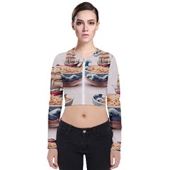 Ai Generated Noodles Pirate Chinese Food Food Long Sleeve Zip Up Bomber Jacket by danenraven