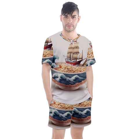 Ai Generated Noodles Pirate Chinese Food Food Men s Mesh Tee And Shorts Set by danenraven
