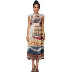 Ai Generated Noodles Pirate Chinese Food Food Sleeveless Round Neck Midi Dress