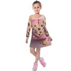 Cookies Valentine Heart Holiday Gift Love Kids  Long Sleeve Velvet Dress by danenraven