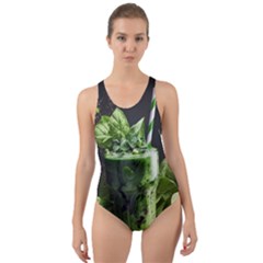 Ai Generated Drink Spinach Smooth Apple Ginger Cut-out Back One Piece Swimsuit by danenraven