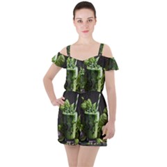 Ai Generated Drink Spinach Smooth Apple Ginger Ruffle Cut Out Chiffon Playsuit by danenraven