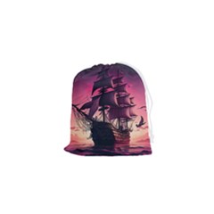 Ship Pirate Adventure Landscape Ocean Sun Heaven Drawstring Pouch (xs)