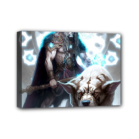 Ai Generated Viking God Fantasy Dog Norse Man Mini Canvas 7  X 5  (stretched) by danenraven