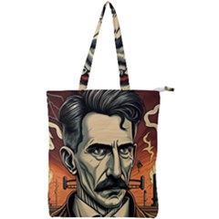 Ai Generated Nikola Tesla Tesla Nikolas Electricity Double Zip Up Tote Bag by danenraven