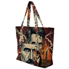 Ai Generated Nikola Tesla Tesla Nikolas Electricity Zip Up Canvas Bag by danenraven
