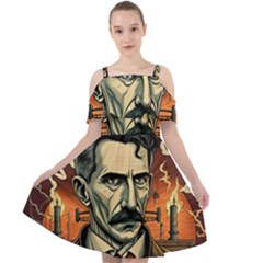 Ai Generated Nikola Tesla Tesla Nikolas Electricity Cut Out Shoulders Chiffon Dress by danenraven