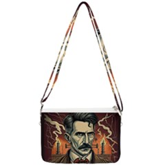 Ai Generated Nikola Tesla Tesla Nikolas Electricity Double Gusset Crossbody Bag by danenraven