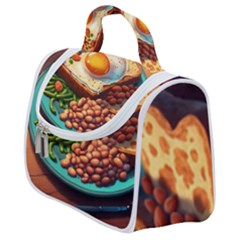 Ai Generated Breakfast Egg Beans Toast Plate Satchel Handbag by danenraven