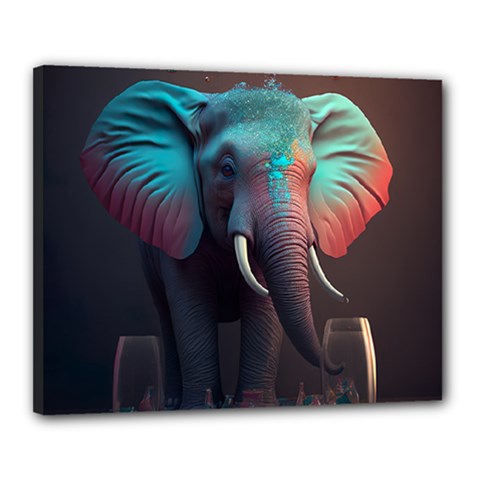 Ai Generated Elephant Tusks Trunk Wildlife Africa Canvas 20  x 16  (Stretched)