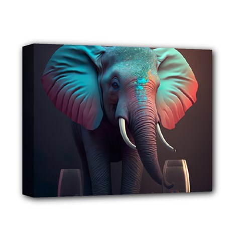 Ai Generated Elephant Tusks Trunk Wildlife Africa Deluxe Canvas 14  x 11  (Stretched)