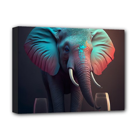 Ai Generated Elephant Tusks Trunk Wildlife Africa Deluxe Canvas 16  x 12  (Stretched) 