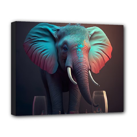 Ai Generated Elephant Tusks Trunk Wildlife Africa Deluxe Canvas 20  x 16  (Stretched)