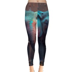 Ai Generated Elephant Tusks Trunk Wildlife Africa Leggings 