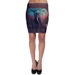 Ai Generated Elephant Tusks Trunk Wildlife Africa Bodycon Skirt