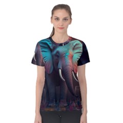 Ai Generated Elephant Tusks Trunk Wildlife Africa Women s Cotton Tee