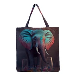 Ai Generated Elephant Tusks Trunk Wildlife Africa Grocery Tote Bag