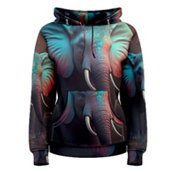 Ai Generated Elephant Tusks Trunk Wildlife Africa Women s Pullover Hoodie