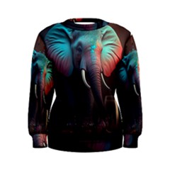 Ai Generated Elephant Tusks Trunk Wildlife Africa Women s Sweatshirt