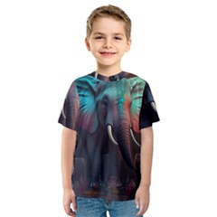 Ai Generated Elephant Tusks Trunk Wildlife Africa Kids  Sport Mesh Tee