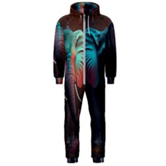 Ai Generated Elephant Tusks Trunk Wildlife Africa Hooded Jumpsuit (Men)