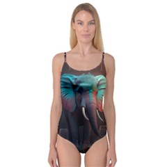 Ai Generated Elephant Tusks Trunk Wildlife Africa Camisole Leotard 