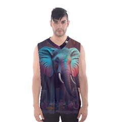 Ai Generated Elephant Tusks Trunk Wildlife Africa Men s Basketball Tank Top