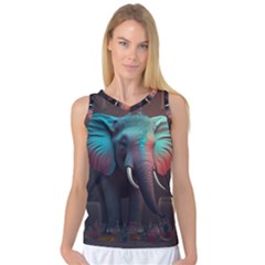 Ai Generated Elephant Tusks Trunk Wildlife Africa Women s Basketball Tank Top