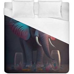 Ai Generated Elephant Tusks Trunk Wildlife Africa Duvet Cover (King Size)