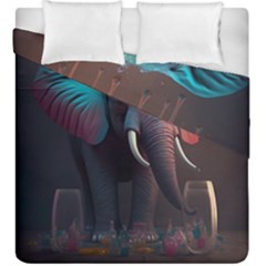 Ai Generated Elephant Tusks Trunk Wildlife Africa Duvet Cover Double Side (King Size)