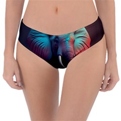 Ai Generated Elephant Tusks Trunk Wildlife Africa Reversible Classic Bikini Bottoms