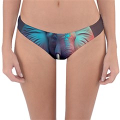 Ai Generated Elephant Tusks Trunk Wildlife Africa Reversible Hipster Bikini Bottoms