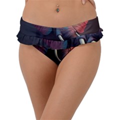 Ai Generated Elephant Tusks Trunk Wildlife Africa Frill Bikini Bottoms