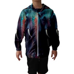 Ai Generated Elephant Tusks Trunk Wildlife Africa Kids  Hooded Windbreaker