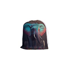 Ai Generated Elephant Tusks Trunk Wildlife Africa Drawstring Pouch (XS)