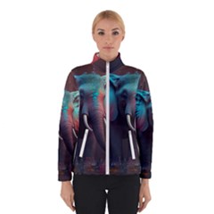 Ai Generated Elephant Tusks Trunk Wildlife Africa Women s Bomber Jacket