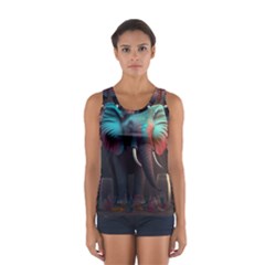 Ai Generated Elephant Tusks Trunk Wildlife Africa Sport Tank Top 